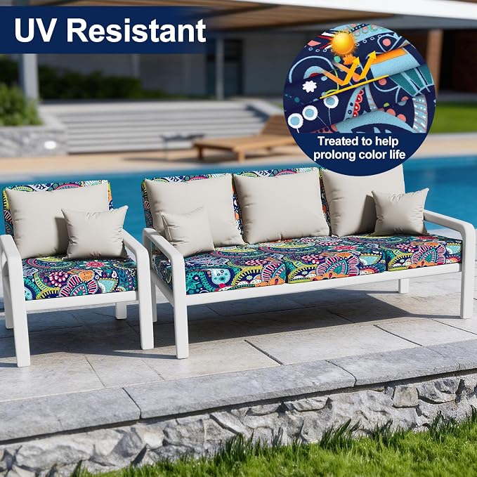 Smiry Waterproof Patio Cushion Covers, Stretch Outdoor Furniture Covers | Couch - Image 3