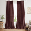 Reddish Brown Linen Blend Light Filtering Back Tab Curtains 108 Inches Long by Nanspring