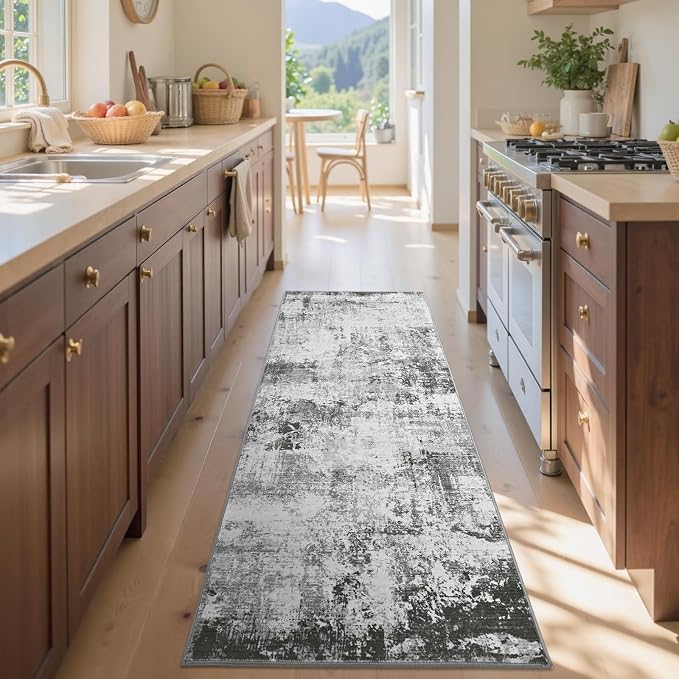 2x6 Ft Washable Runner Rug, Non-Slip Low Pile Hallway Kitchen Area Rug - Image 4