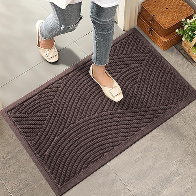 Sturdy Front Door Mat, Absorbent Muddy Dirt Resist Welcome Door Mats Outdoor by HIYARD