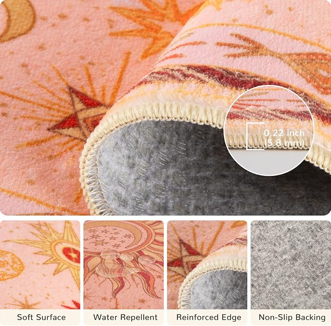 Vacuum-Friendly, Round 6ft Washable Area Rug - Image 3