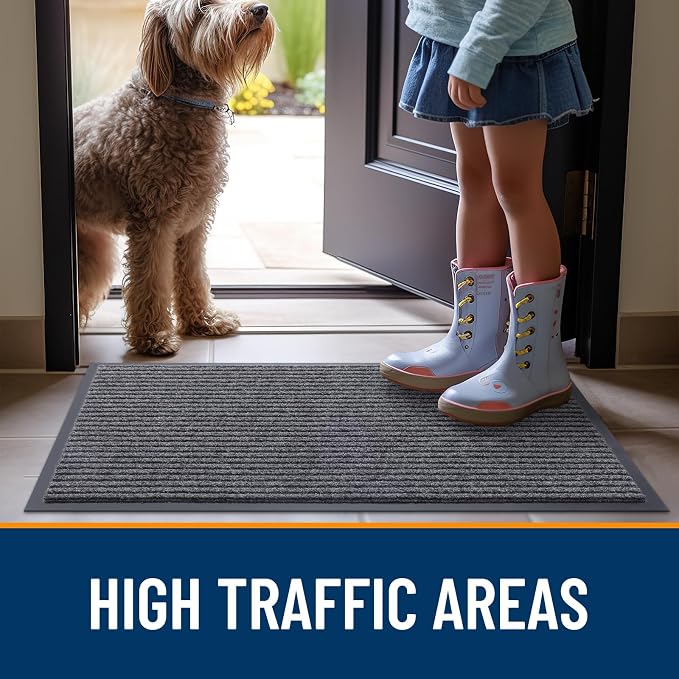 OLANLY Front Door Mat 71x23, Waterproof Heavy-Duty Indoor Outdoor Doormat | Grey - Image 7