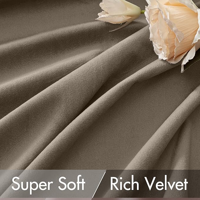 MIULEE Taupe Velvet Curtains 52x96 inches Luxury Blackout Curtains | Thermal - Image 4