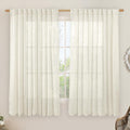 Light Filtering Natural Linen Curtains 63 inches Long 70 x 63 Inch | Ivory Cream by LAMIT