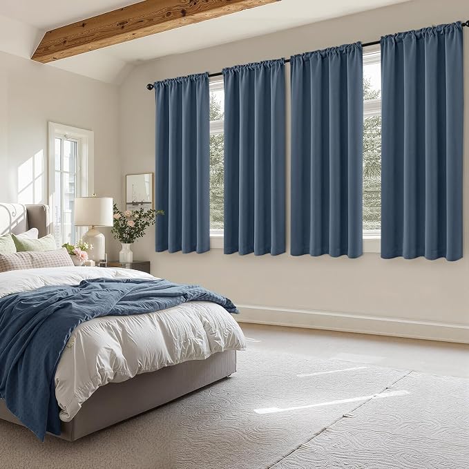 MIULEE 4 Panels Set Stone Blue Blackout Curtains 63 Inch Length Bedroom | - Image 2