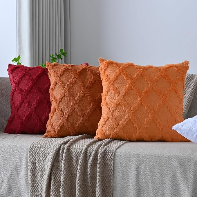 Set of 2 Soft Moroccan Throw Pillow Covers 16x16 Inch Plush Boho Decorative - Image 2