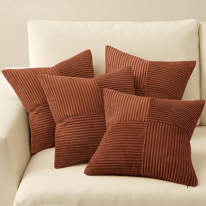 MIULEE Fall Boho Farmhouse Rust Decorative Throw Pillow Covers 18x18 Inch 4 - Image 6