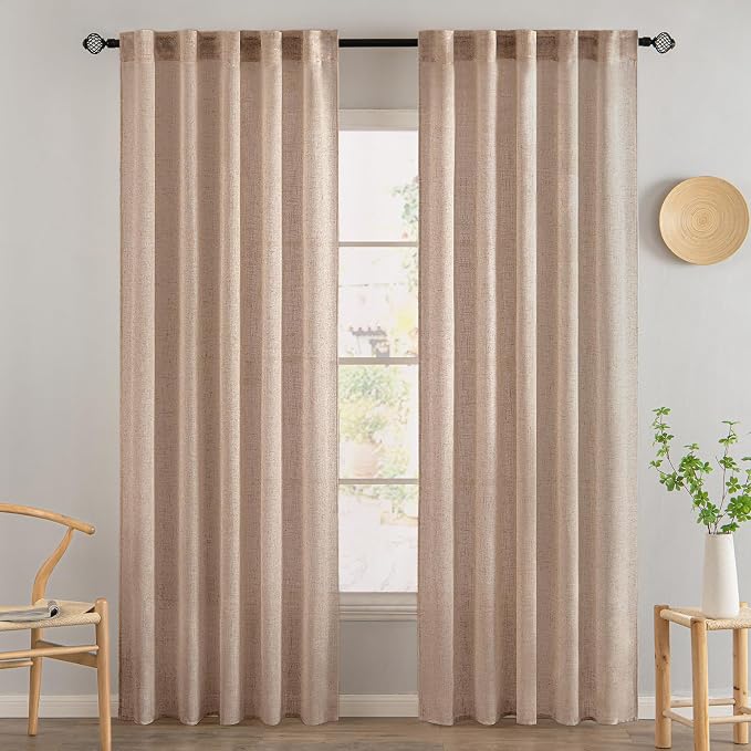 MIULEE Natural Beige Linen Curtains 52x84 Inch by MIULEE