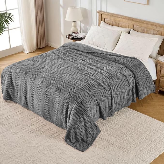 90x104 Inch Grey King Size Blanket - Image 2