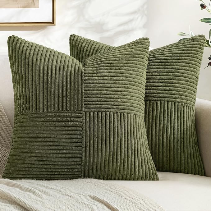 MIULEE Olive Green Decorative Euro Sham Pillow Covers 24x24 Inch by MIULEE