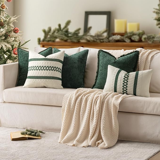 MIULEE Decorative Couch Throw Pillow Covers 18x18 Inch Dark Green 2 Pack | - Image 7
