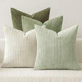 MIULEE Soft Corduroy Decorative Throw Pillow Covers Light Green 20x20 | Set of 4 by MIULEE