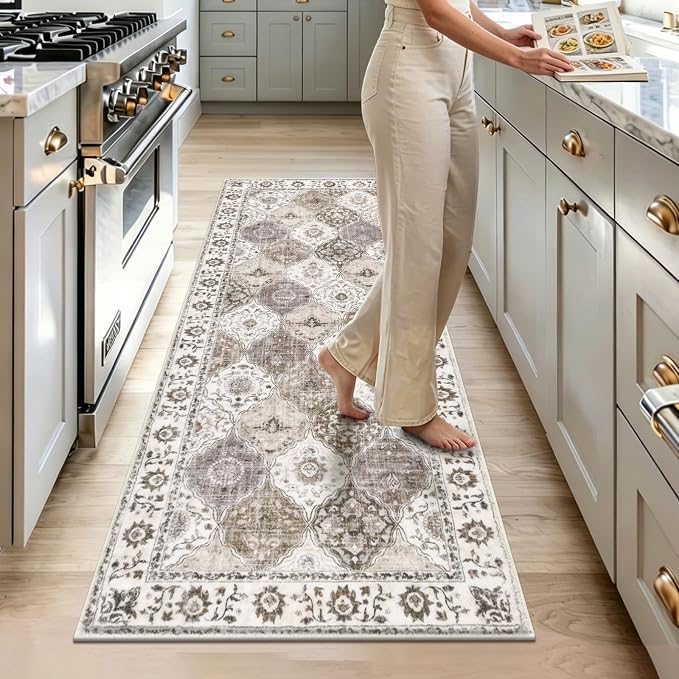 HEBE Hallway Runner Rug 2'x5', Washable Non Slip Kitchen Rug Runner | Soft Boho - Image 9