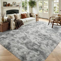 4x6 Tie-Dyed Grey Fluffy Soft Area Rug Non-Slip by ModernHomeDecor