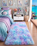 Adorable Rainbow Runner Rugs for Girls Bedroom Hallway, Plush Long Bedside Rugs by PAGISOFE