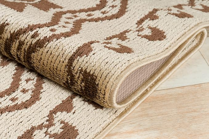 Custom Length Cut to Size Tribal Ethnic Southwestern Inspired Hallway Runner Rug, Non Slip Rubber Backed, 31 inch Wide X Customized Length, Aztec Beige, 31 inch X 6 feet
