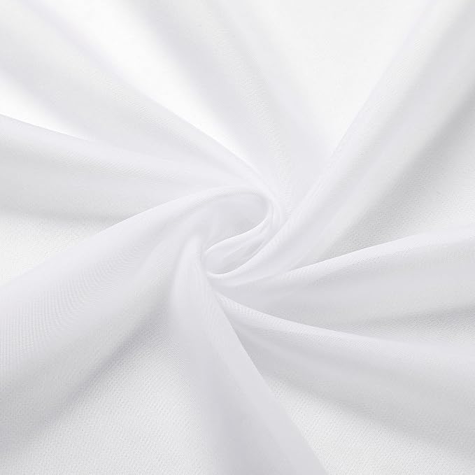 Sheer White Valances for Windows 18 Inch Length 2 Pcs, Cafe Kitchen Curtains - Image 7