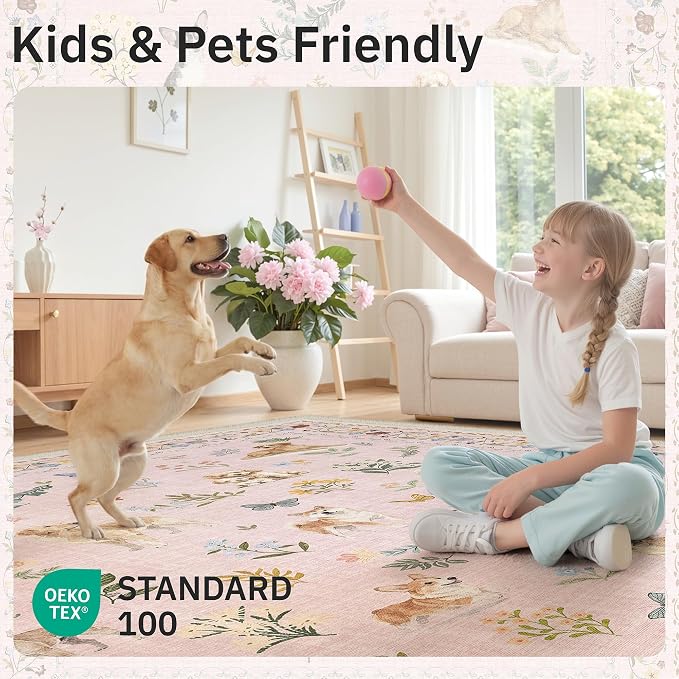 Soalmost Dog 5x7 Pink Area Rugs - Image 5