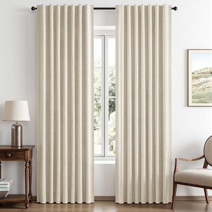 MIULEE 100% Blackout Linen Curtains by MIULEE