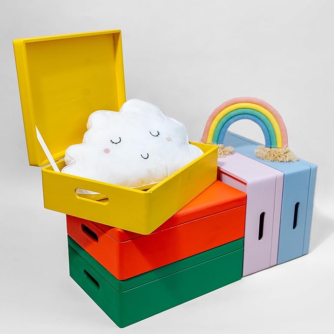 XL Pink Wooden Box Storage with Hinged Lid | 15.8 x 11.8 x 5.5 inches (+-0.5) | with Handles | Gift Box Storage Document | Product NOT Intended for 15 Years OR Below