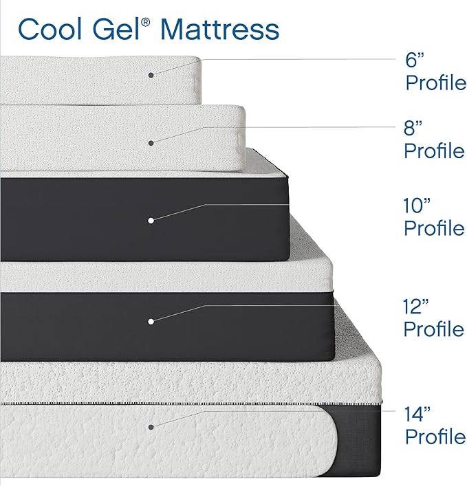 Cool Gel 10 Inch Twin Size Mattresses Memory Foam Medium Firm, Twin Memory Foam Mattress Cooling, Made in the USA, 10" Depth with Pressure Relief, CertiPUR-US Certified No Fiberglass, CoolGel Bed