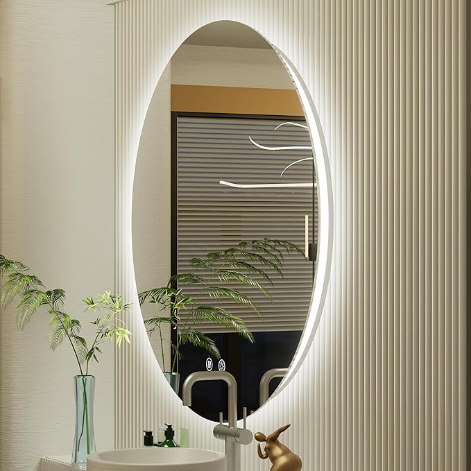 36 Inch Round LED Mirror, Backlit Bathroom Mirror with Lighted, Large Circle Vanity for Wall, Dimmable, Built-in Defoggers, 3000K/4500K/6000K