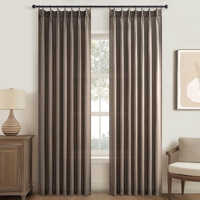 Topfinel Dark Flax Pinch Pleated Curtains 84 Inches Long - Image 8