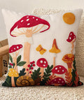 Embroidered Throw Pillow Cover 20x20 Inch, Mushroom Moon | Decorative Pillow by Kokaaee
