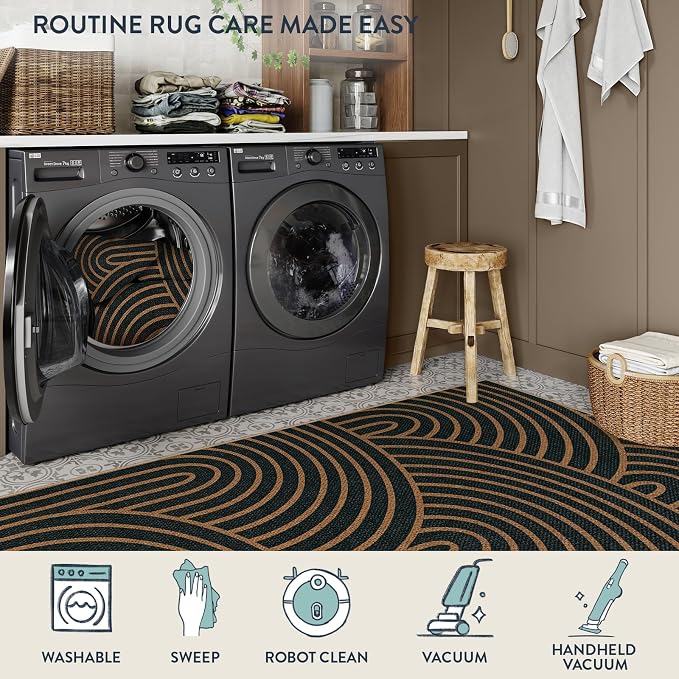 Lahome Enfys Modern Rainbow Easy Jute Patio Rug, 3x5 Washable Rugs - Image 5