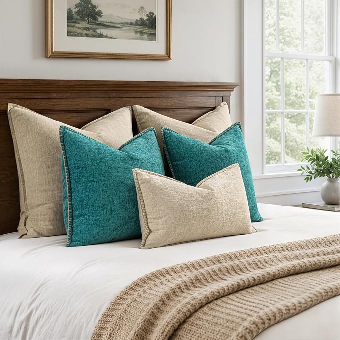 MIULEE Decorative Couch Throw Pillow Covers 16x16 Inch Teal 2 Pack | Farmhouse - Image 6