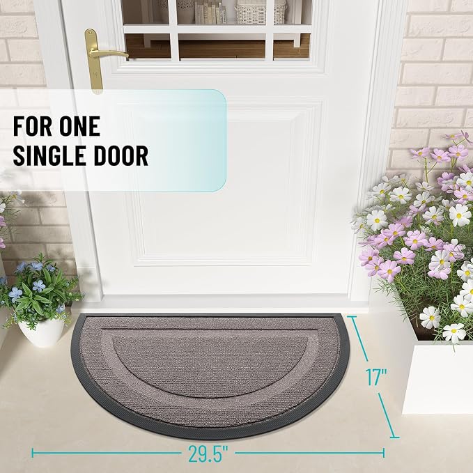 OLANLY Half Circle Front Door Mat Outside 29.5x17 All-Season Rubber Doormat | - Image 2
