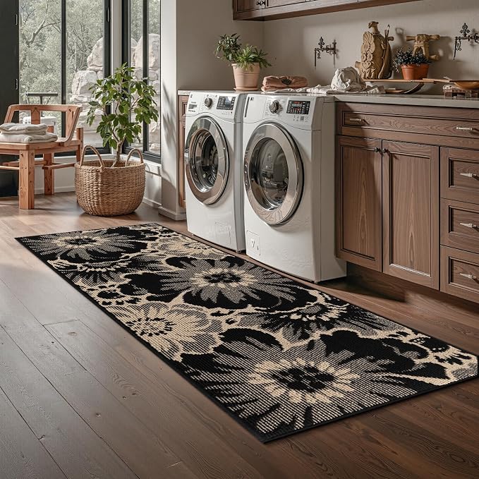 Findosom Hallway Runner Rug 3x8, Non Slip High-Low Textured Floral Washable - Image 9