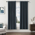 Vintage Blue 100% Blackout Linen Curtains 72 Inch Length 2 Panels Set by Guken