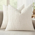 MIULEE Chenille Textured Throw Pillow Covers Cream White 18x18 Set of 2 | by MIULEE
