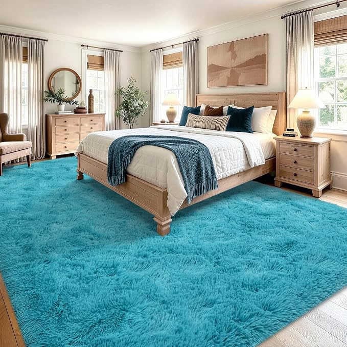 Noahas 8x10 Extra Large Blue Fluffy Soft Area Rug Non-Slip - Image 4