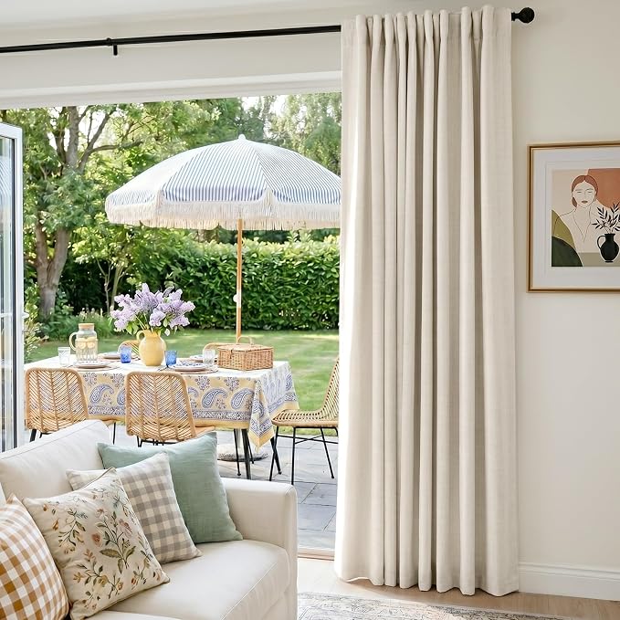 INOVADAY Extra Wide 100% Blackout Linen Curtains - Image 5