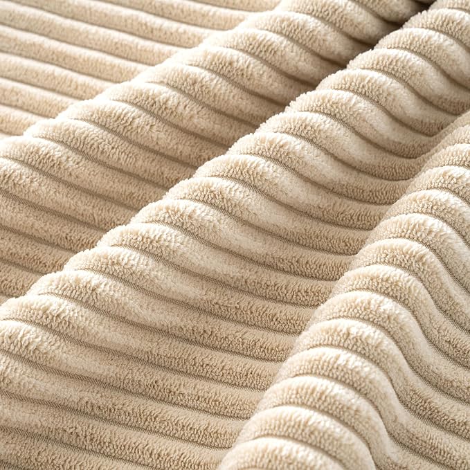 MIULEE Soft Corduroy Decorative Throw Pillow Covers Beige 18x18 | Set of 4 - Image 3
