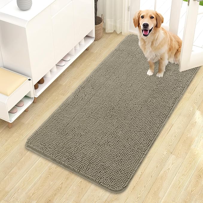 OLANLY Dog Door Mat for Muddy Paws 44x24, Super Absorbent Chenille Mud Mat | by OLANLY