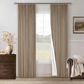 Light Brown Pinch Pleated 100% Blackout Linen Curtains 84 Inch Length 40x84 | by Twodrapes