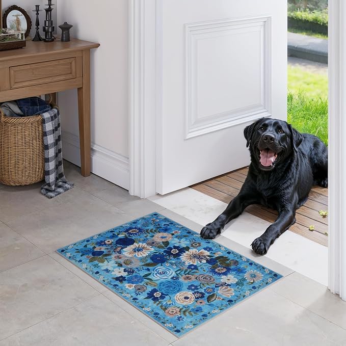 24x17 Inch Door Mat Indoor Entrance, Floral Area Rug Non Slip, Rug | Low Pile - Image 6