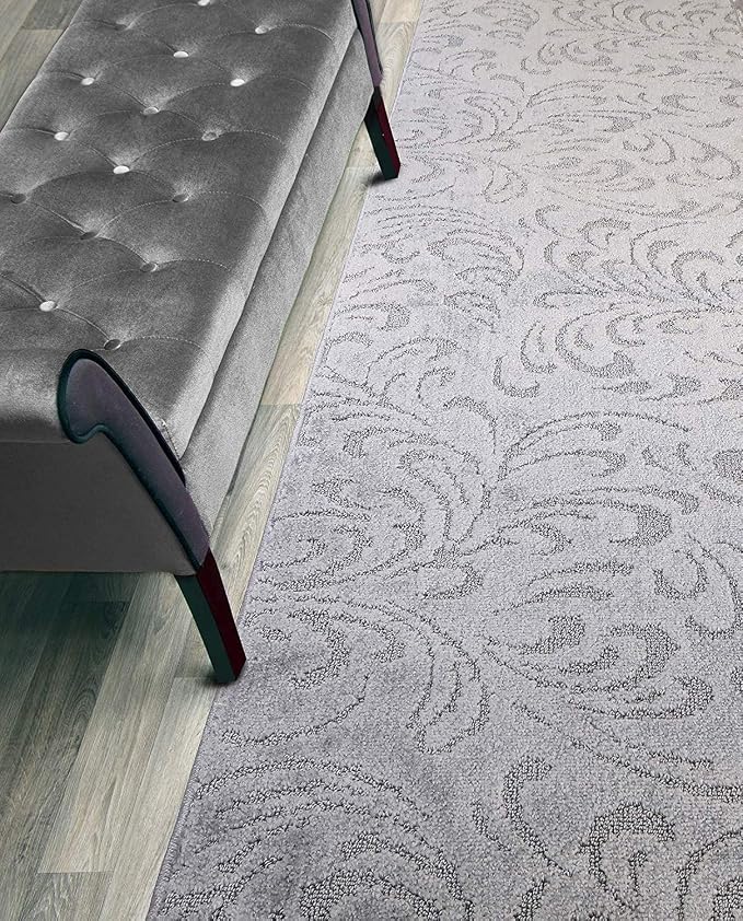 Custom Length Hallway Runner Rug, Slip Resistant, Floral Grey, 26 Inch X 5 feet by ORFAHOME