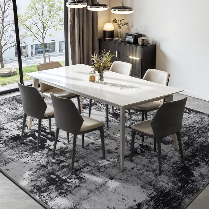 Rugflix 10x12 Area Rugs for Living Room, Washable Black Grey Dark Large Rug | - Image 3