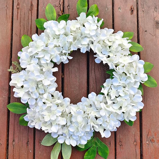 20 Pcs White Hydrangea Artificial Flowers Bulk, Faux Hydrangea Flowers Heads, Artificial Fake Silk Hydrangea Flowers with Stems, White Flowers Artificial for Decoration Wedding Décor