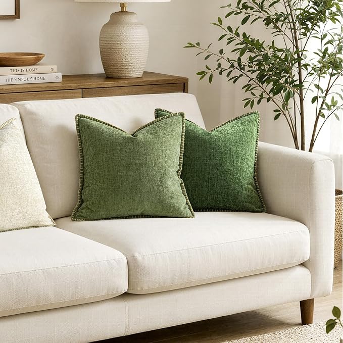MIULEE Decorative Couch Throw Pillow Covers 20x20 Inch Sage Green 2 Pack | - Image 4