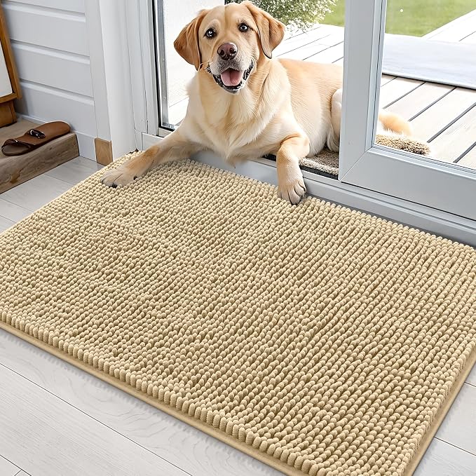 OLANLY Dog Door Mat for Muddy Paws 36x24, Super Absorbent Chenille Mud Mat | by OLANLY