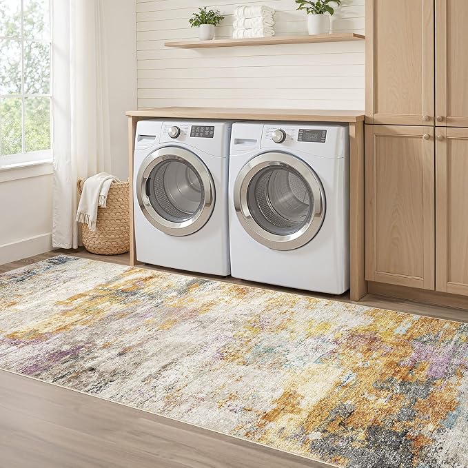 LOONGRUG Runner Rug 2x6 Washable Non-Slip Kitchen Neutral Modern Rug | Abstract - Image 7