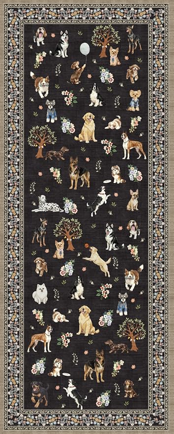 Black Floral Hallway Runner Rug 2x6 - Image 5