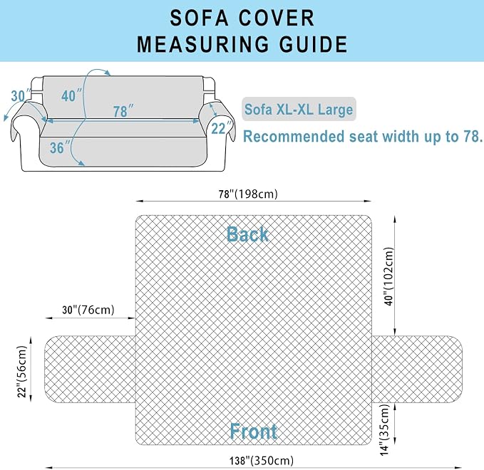 Reversible Oversized Sofa Covers, XL Sofa, Huntergreen/Sage | Couch Cover - Image 7