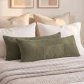 Fancy Homi Set of 2 Olive Green Boho Long Lumbar Body Decorative Throw Pillow by Fancy+Homi