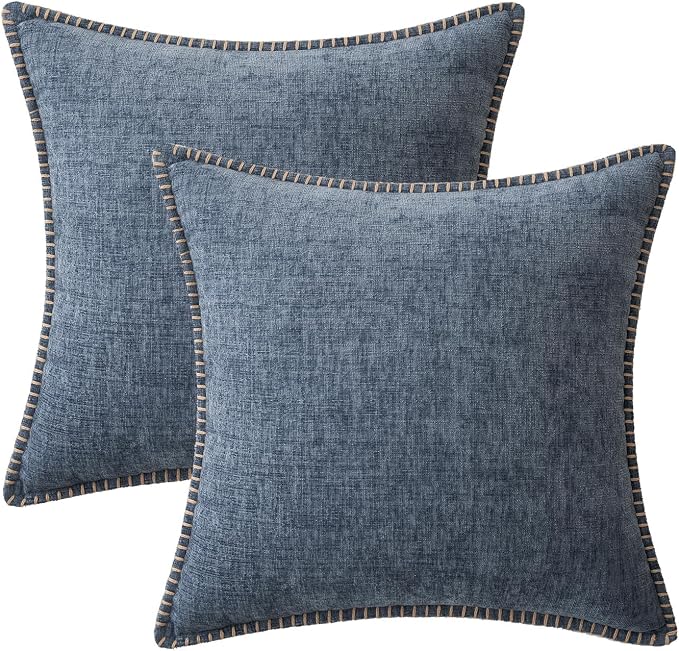MIULEE Decorative Couch Throw Pillow Covers 16x16 in Dark Grey Blue 2 Pack | - Image 8